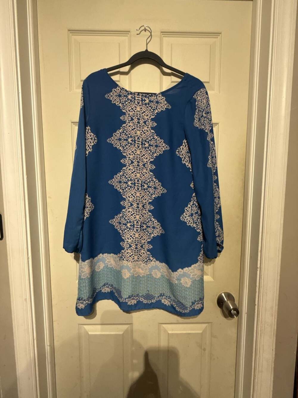 Charlotte Russe Tunic Dress Size M Blue Paisley Chiffon